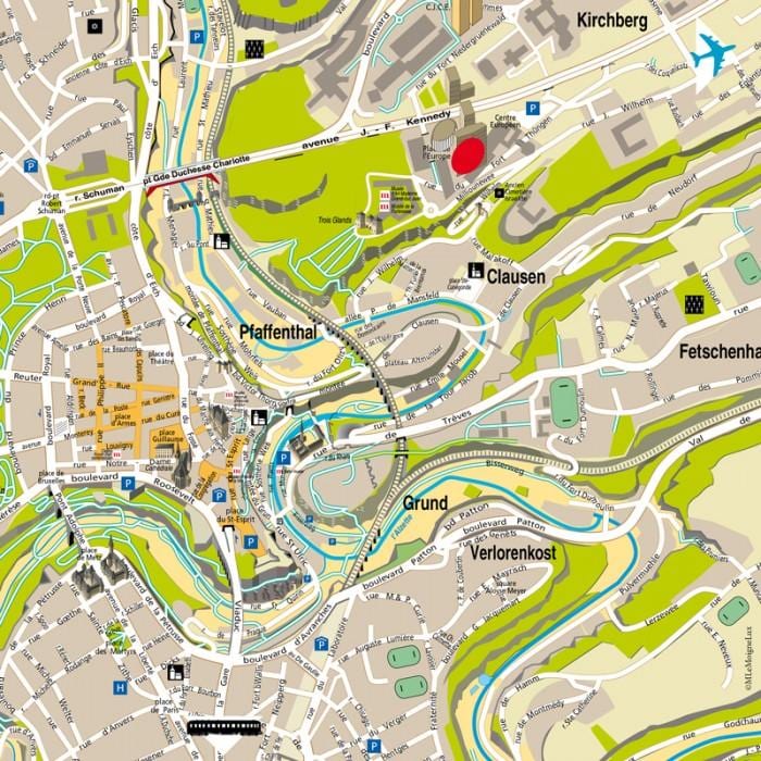 kartta Luxemburgin kadulla