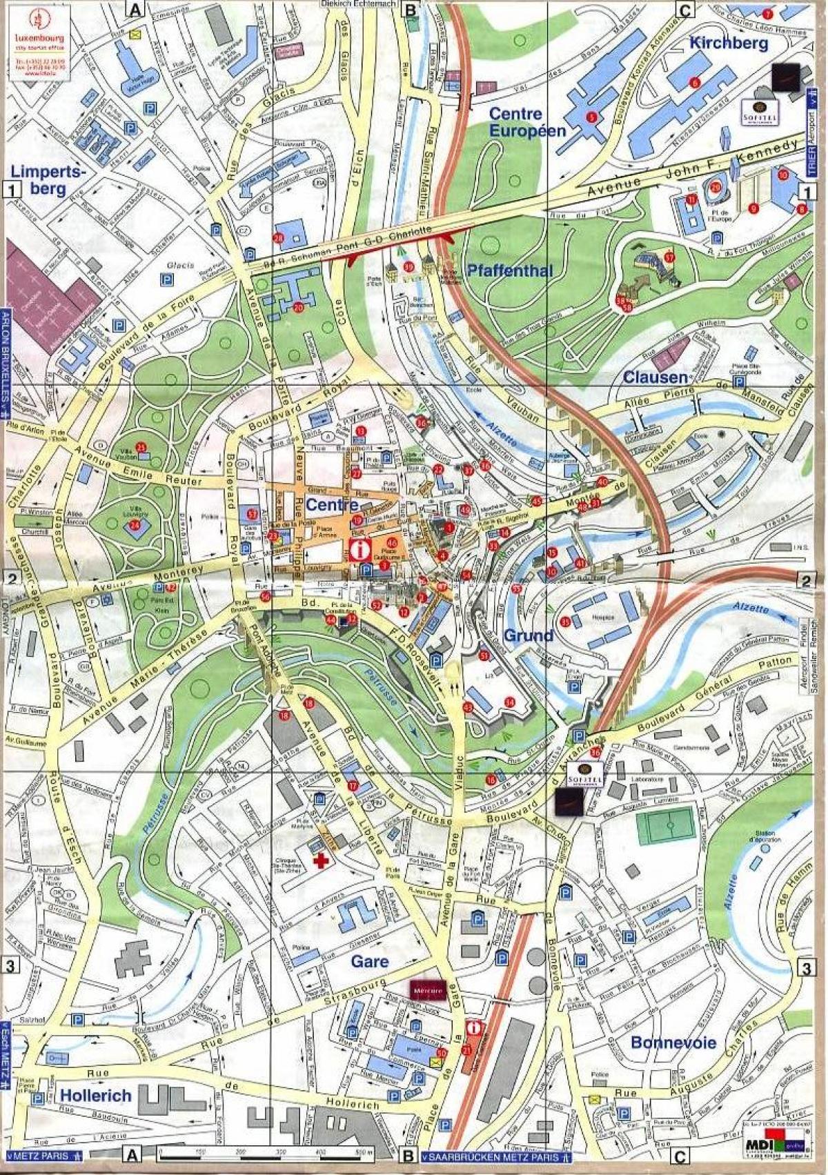kartta Luxemburgin vanha kaupunki